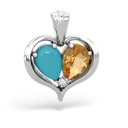 Turquoise Two Become One 14K White Gold pendant P5330