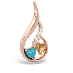 Turquoise Keepsake Curves 14K Rose Gold pendant P5450