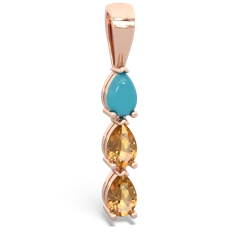 Turquoise Dew Drops 14K Rose Gold pendant P2251