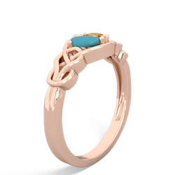 Turquoise Celtic Love Knot 14K Rose Gold ring R5420