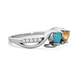 Turquoise Side By Side 14K White Gold ring R3090