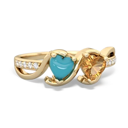 Turquoise Side By Side 14K Yellow Gold ring R3090