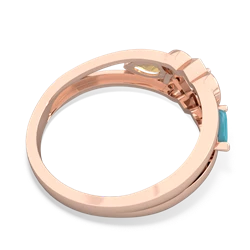 Turquoise Hearts Intertwined 14K Rose Gold ring R5880