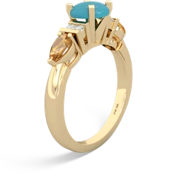 Turquoise 6Mm Round Eternal Embrace Engagement 14K Yellow Gold ring R2005