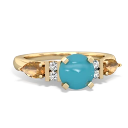 Turquoise 6Mm Round Eternal Embrace Engagement 14K Yellow Gold ring R2005