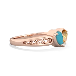 Turquoise Filligree 'One Heart' 14K Rose Gold ring R5070