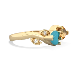 Turquoise Floral Elegance 14K Yellow Gold ring R5790