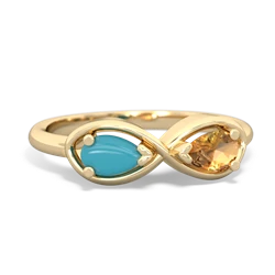 Turquoise Infinity 14K Yellow Gold ring R5050