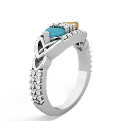 Turquoise Sparkling Celtic Knot 14K White Gold ring R2645