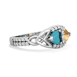 Turquoise Sparkling Celtic Knot 14K White Gold ring R2645