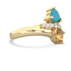 Turquoise Heart To Heart 14K Yellow Gold ring R2064