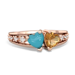 Turquoise Heart To Heart 14K Rose Gold ring R3342