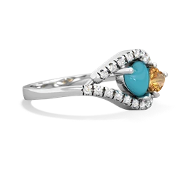 Turquoise Mother And Child 14K White Gold ring R3010