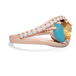 Turquoise Nestled Heart Keepsake 14K Rose Gold ring R5650