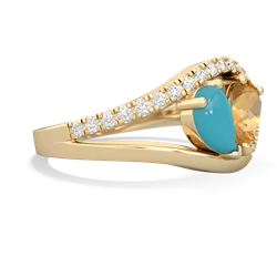 Turquoise Nestled Heart Keepsake 14K Yellow Gold ring R5650