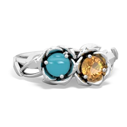 Turquoise Rose Garden 14K White Gold ring R5510