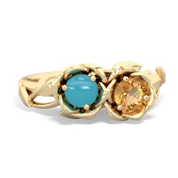 Turquoise Rose Garden 14K Yellow Gold ring R5510