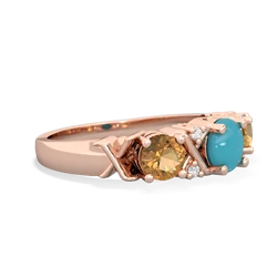 Turquoise Hugs And Kisses 14K Rose Gold ring R5016