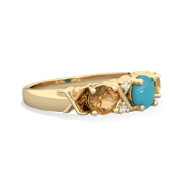 Turquoise Hugs And Kisses 14K Yellow Gold ring R5016