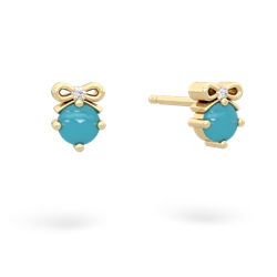 Turquoise Diamond Bows 14K Yellow Gold earrings E7002