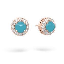 Turquoise Diamond Halo 14K Rose Gold earrings E5370