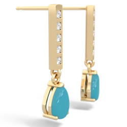 Turquoise Art Deco Diamond Drop 14K Yellow Gold earrings E5324