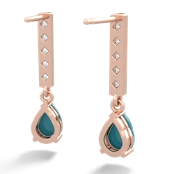 Turquoise Art Deco Diamond Drop 14K Rose Gold earrings E5324