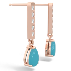 Turquoise Art Deco Diamond Drop 14K Rose Gold earrings E5324