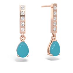 Turquoise Art Deco Diamond Drop 14K Rose Gold earrings E5324