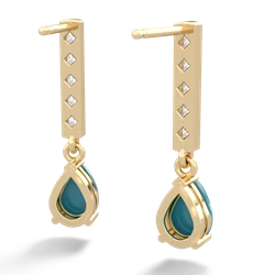 Turquoise Art Deco Diamond Drop 14K Yellow Gold earrings E5324