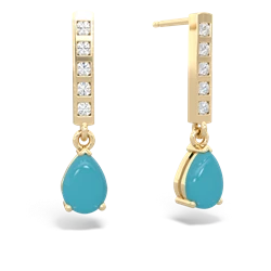 Turquoise Art Deco Diamond Drop 14K Yellow Gold earrings E5324