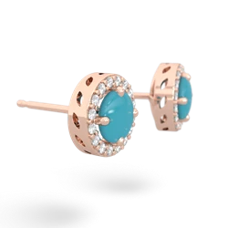 Turquoise Halo 14K Rose Gold earrings E5320