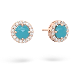 Turquoise Halo 14K Rose Gold earrings E5320