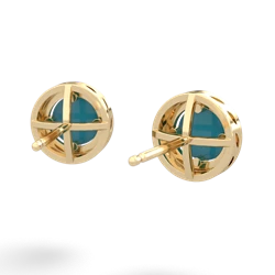 Turquoise Halo 14K Yellow Gold earrings E5320