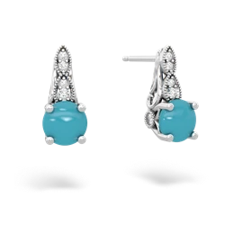 Turquoise Antique Elegance 14K White Gold earrings E3100