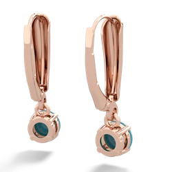 Turquoise 5Mm Round Lever Back 14K Rose Gold earrings E2785