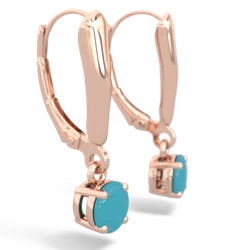 Turquoise 5Mm Round Lever Back 14K Rose Gold earrings E2785