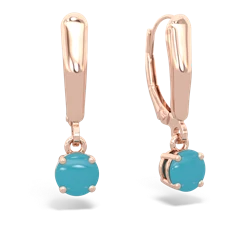 Turquoise 5Mm Round Lever Back 14K Rose Gold earrings E2785