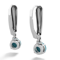 Turquoise 5Mm Round Lever Back 14K White Gold earrings E2785