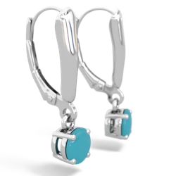 Turquoise 5Mm Round Lever Back 14K White Gold earrings E2785