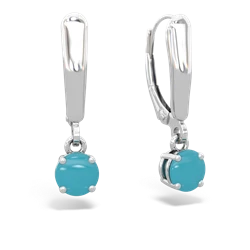 Turquoise 5Mm Round Lever Back 14K White Gold earrings E2785