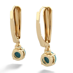 Turquoise 5Mm Round Lever Back 14K Yellow Gold earrings E2785