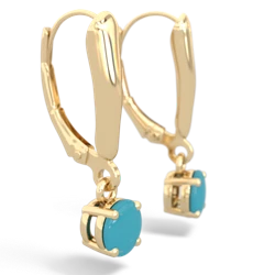 Turquoise 5Mm Round Lever Back 14K Yellow Gold earrings E2785