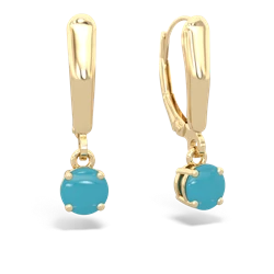 Turquoise 5Mm Round Lever Back 14K Yellow Gold earrings E2785