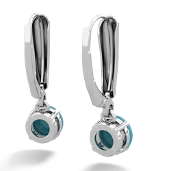 Turquoise 6Mm  Round Lever Back 14K White Gold earrings E2786