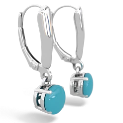 Turquoise 6Mm  Round Lever Back 14K White Gold earrings E2786