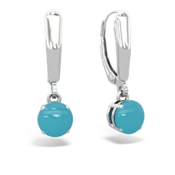 Turquoise 6Mm  Round Lever Back 14K White Gold earrings E2786