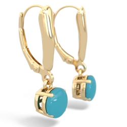 Turquoise 6Mm  Round Lever Back 14K Yellow Gold earrings E2786