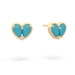 Turquoise 'Our Heart' 14K Yellow Gold earrings E5072