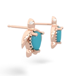 Turquoise Baby Sea Turtle 14K Rose Gold earrings E5241